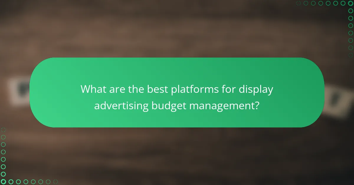 What are the best platforms for display advertising budget management?